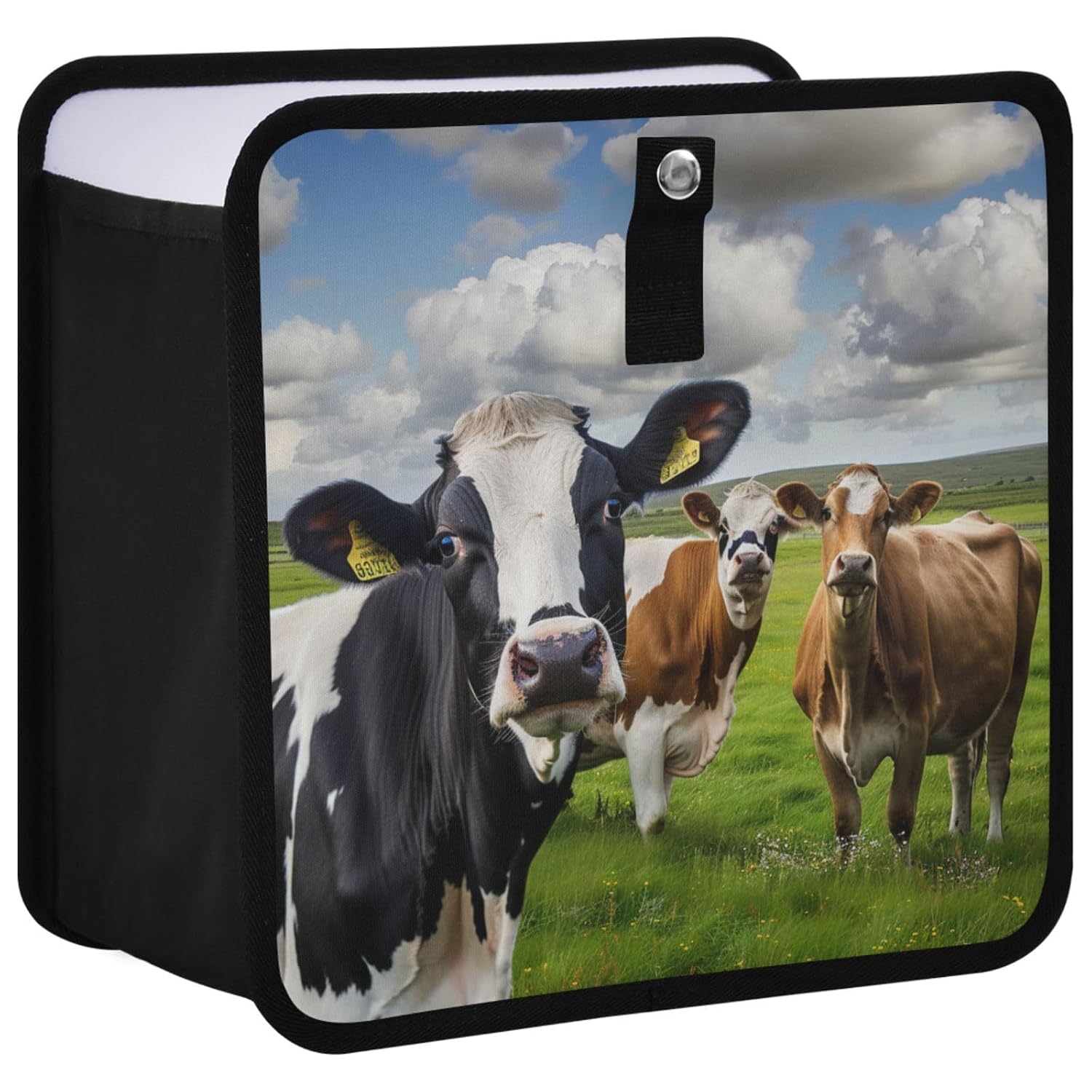 Funny Cows Cute Animals Car Trash Can, Foldable Hanging Car Trash Bag, Small Waterproof Car Accessories Garbage Bin