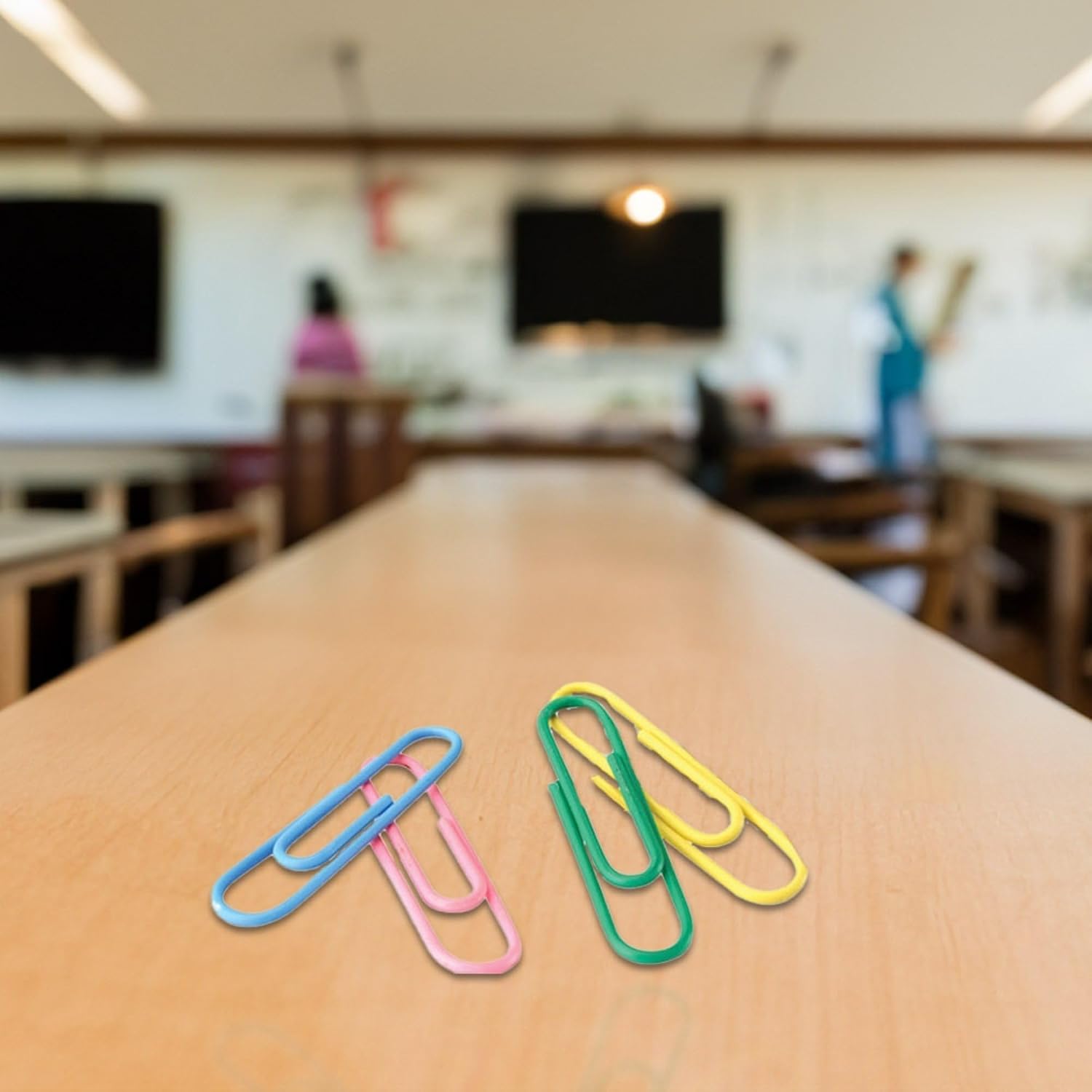 School Smart 023959 Assorted Colors Vinyl Coated Metal Paper Clips, Standard Size (Pack of 100)