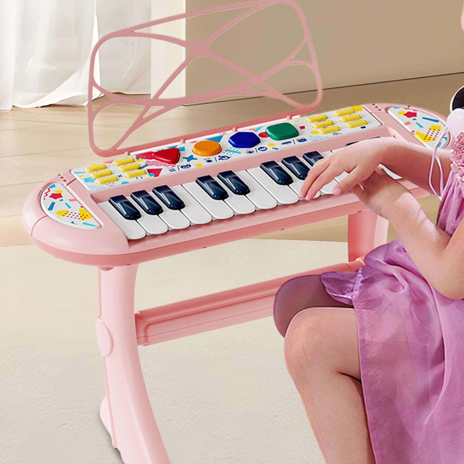 Teclado de Piano para Niños Instrumento Musical con Luz | Juguete de Teclado Piano Pequeño Para Alumnos y Estudiantes y Niñas y Preescolares y Sala de Estar y Dormitorio y Aula y