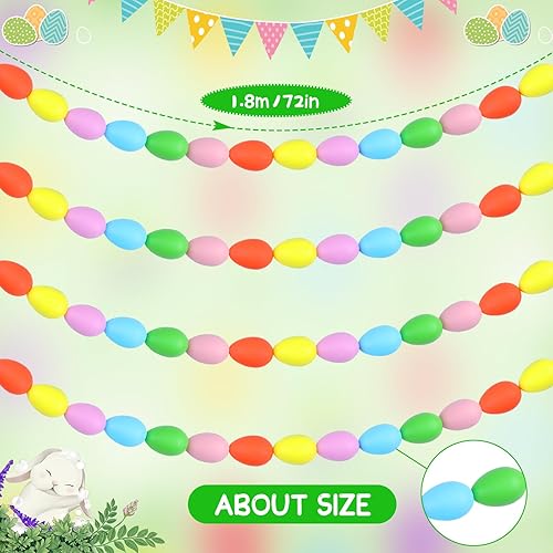 Miniatura 2 de Riceshoot Guirnalda de huevos de Pascua de 5.9 pies para colgar, guirnalda de huevos pastel de plástico, decoraciones de interior para primavera,
