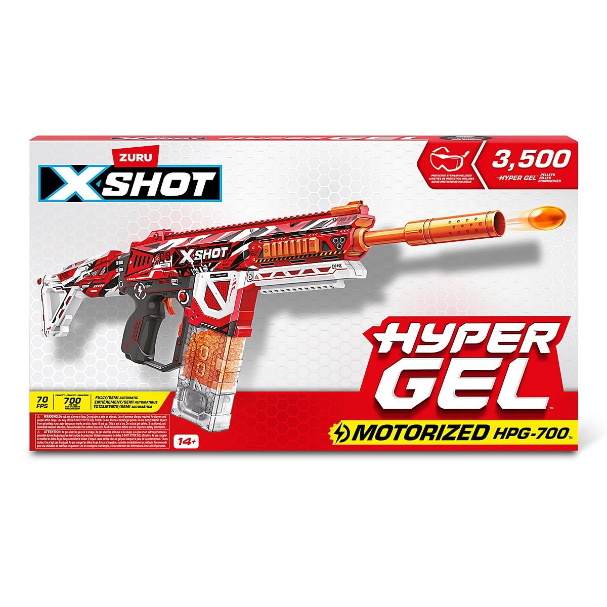 X-Shot Hyper Gel HPG-700 Blaster - Motorisiert (Semi- & Vollautomatik) - 700 Schuss Magazin - Inkl. 3.500 Gel-Pellets, Akku & Schutzbrille - Indoor & Outdoor - ab 14 Jahren