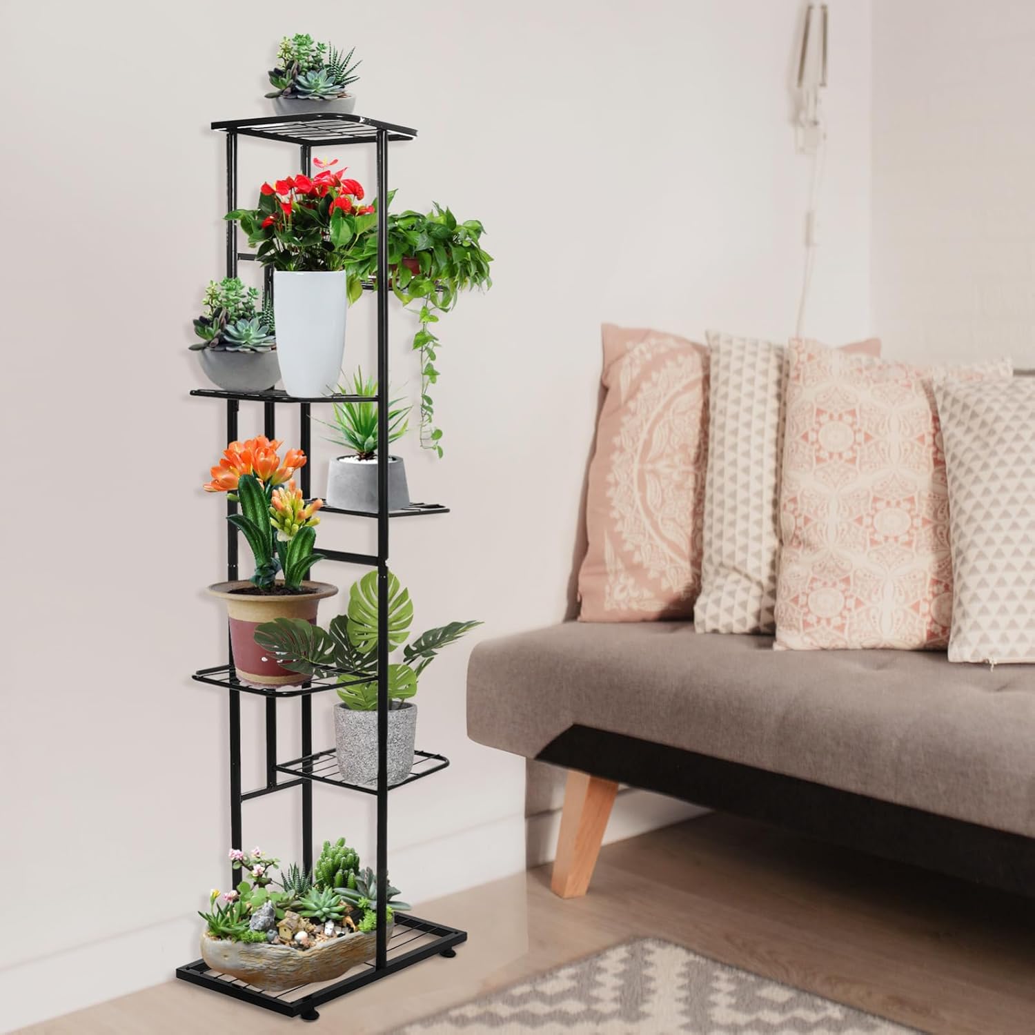BESPORTBLE 7tier Foldable Multi Plant Stand Space-saving Indoor Flower Pot Shelf Display Rack for Home and Garden Use Easy to Install for Spaces