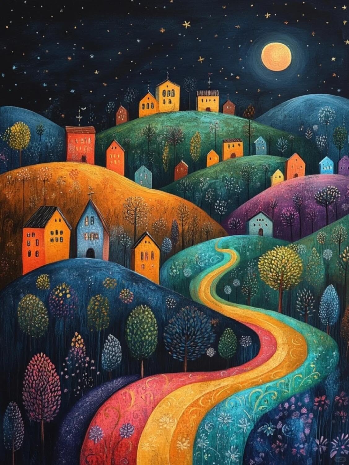 Rqwybcaxn Embroidery Beads Kit Colorful Town 40x50cm
