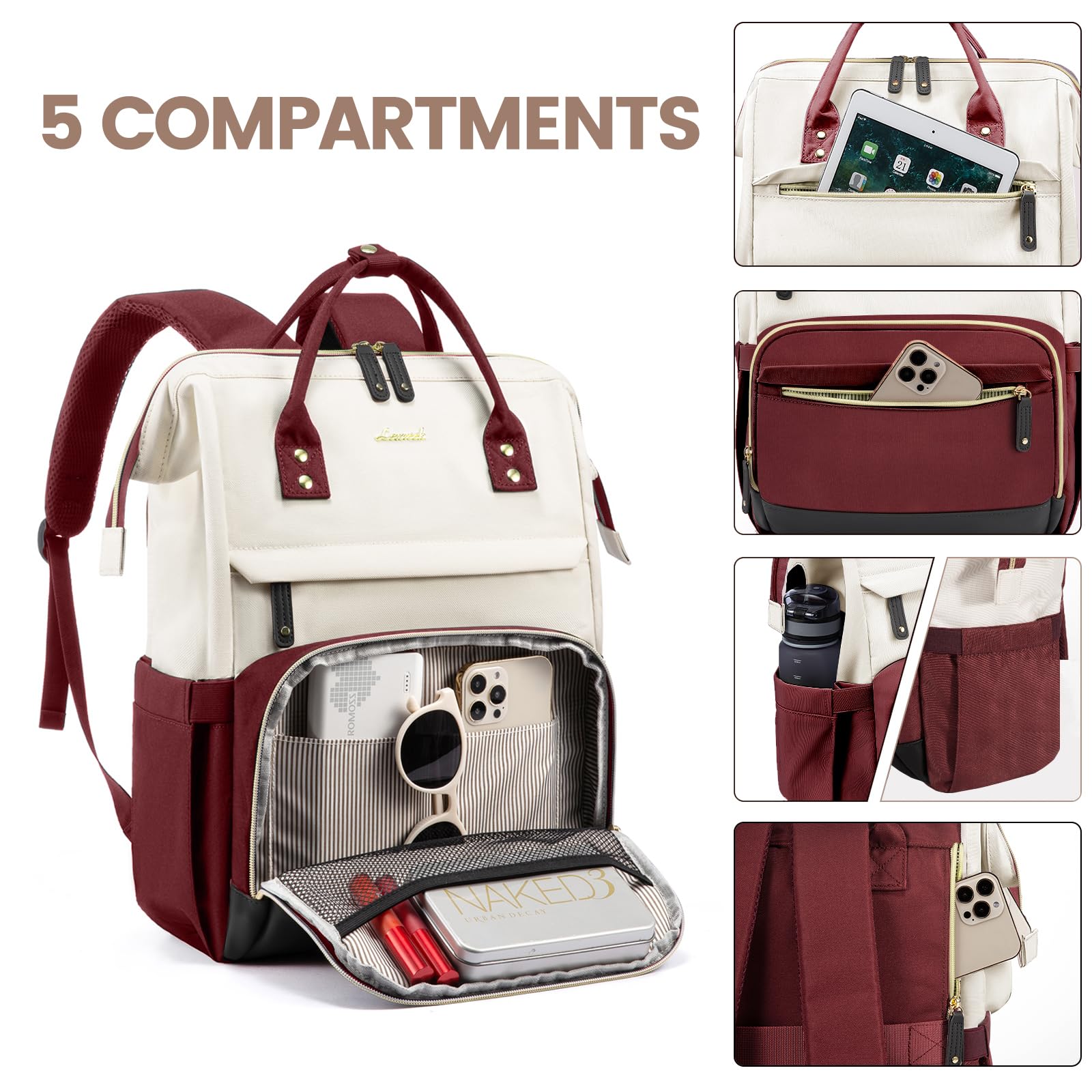 LOVEVOOK Laptop Backpack for Women, 15.6 Inch Work Business Backpacks Purse With Large Capacity, Waterproof Nurse Bag College Bookbag for School, Waterproof Casual Daypack for Travel