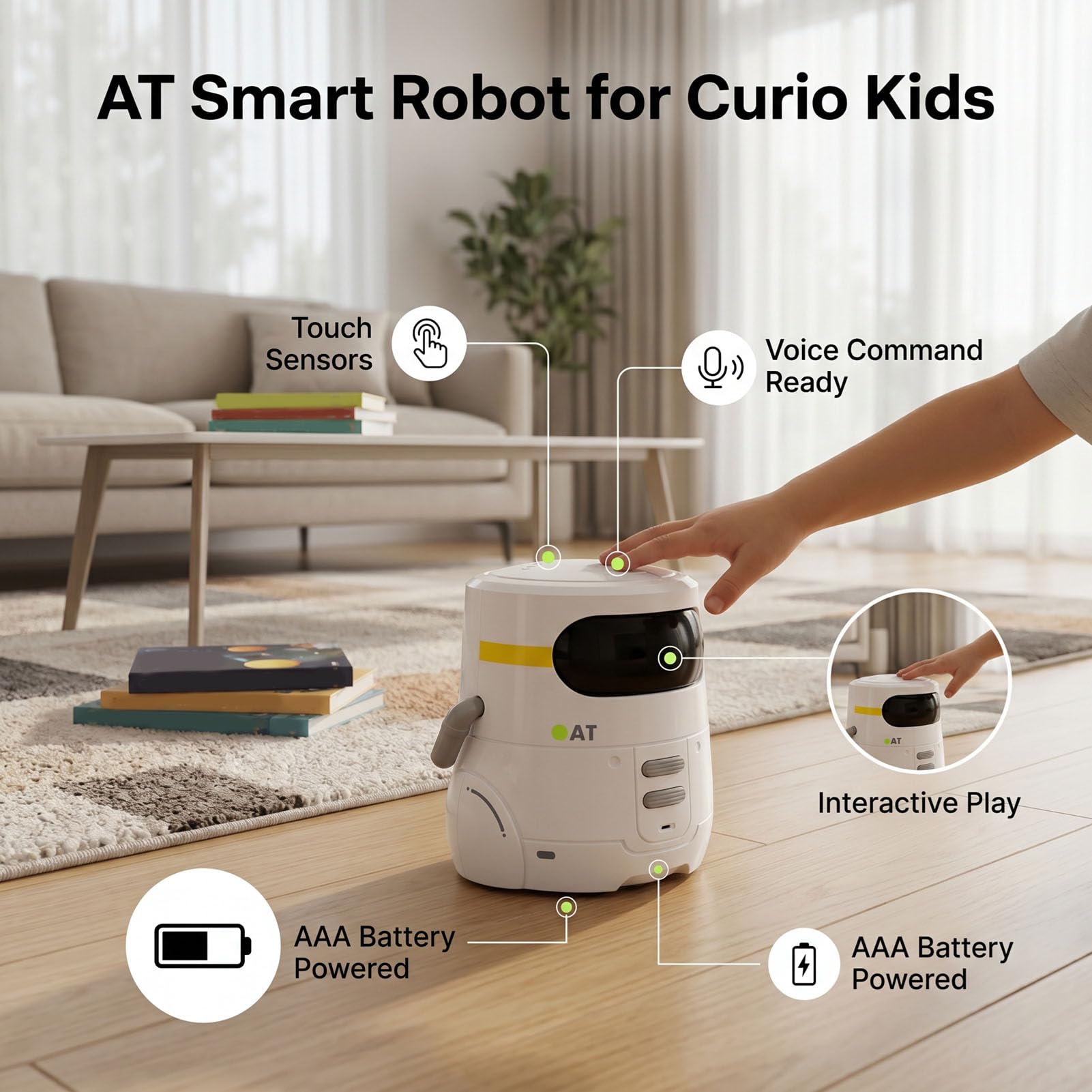 Sorandy Inteligentny Robot dla Dzieci, 5,1 Cala (WHITE)
