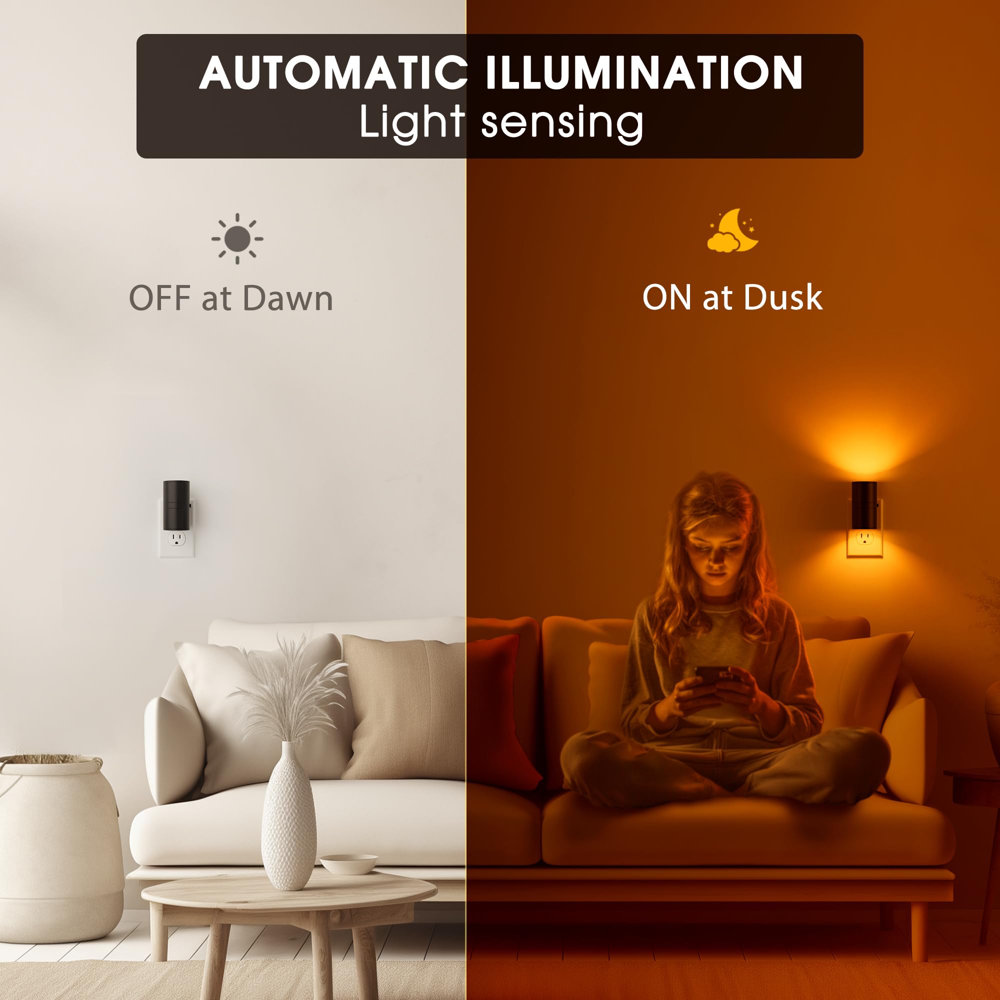 Briignite Night Light, Night Lights Plug Into Wall, Backlit, Auto Dusk To Dawn Sensor, 0-100LM Dimmable Night Light, LED Plug In Sleep Nightlight For Kids, Bathroom, Bedroom, Hallway, Stairs, 1 Count