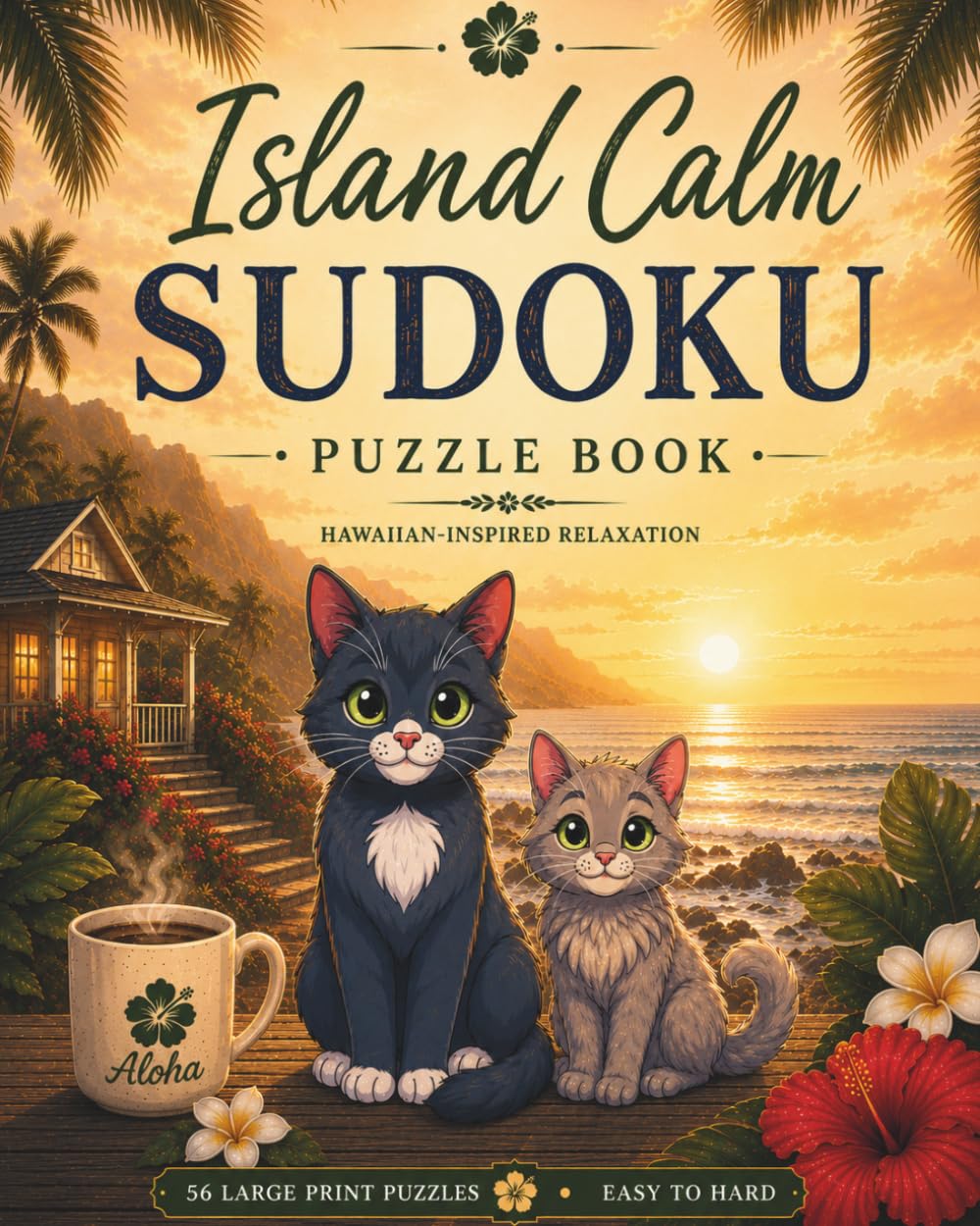 Island Calm Sudoku Puzzle Book: 56 Large Print Puzzles for Relaxation | Hawaiian-Inspired Sudoku from Easy to Hard (Marbles & Jax Island Calm)