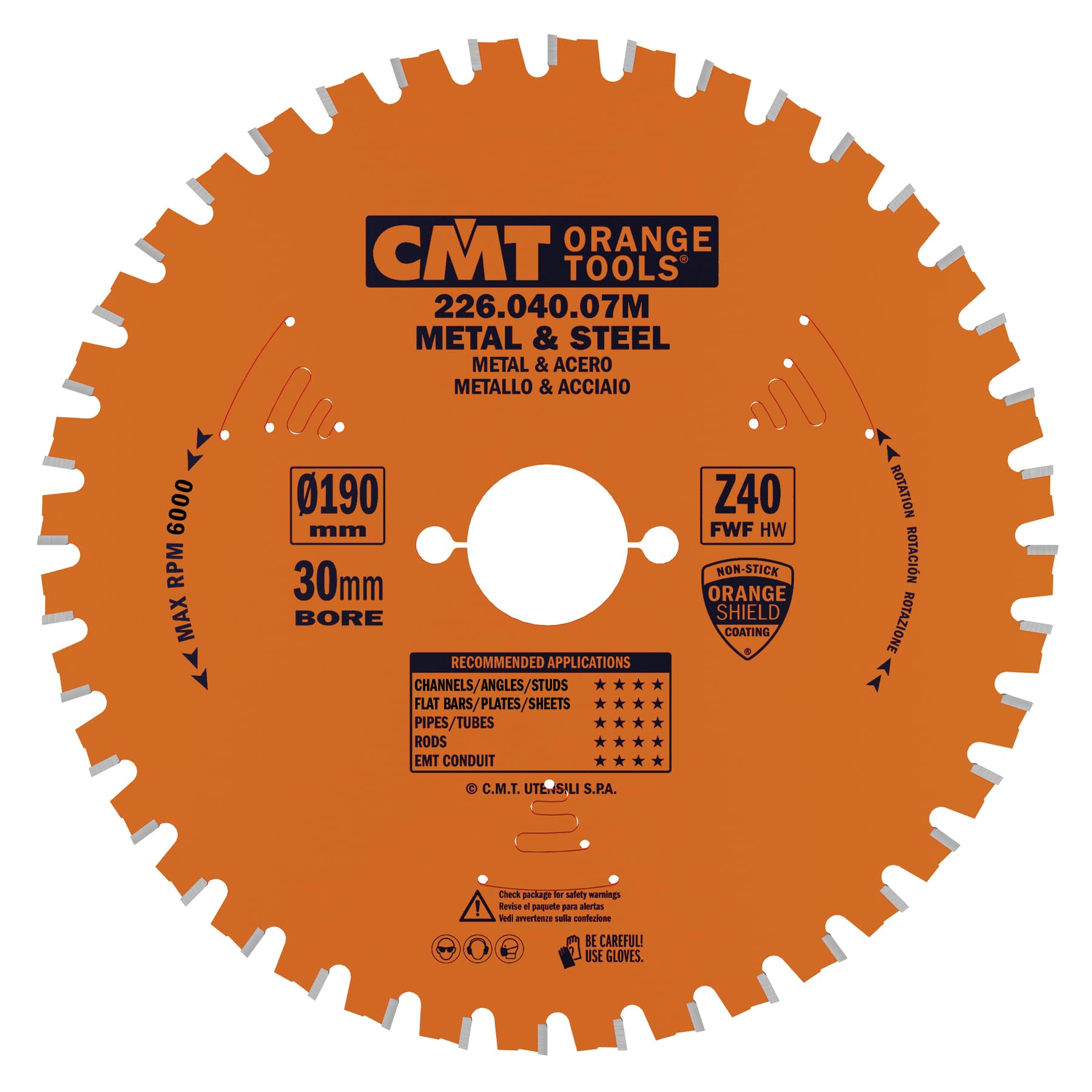 CMT Orange Tools 226.040.07M - Sierra circular para metales 190x2x30 z 40 fwf 8 grados
