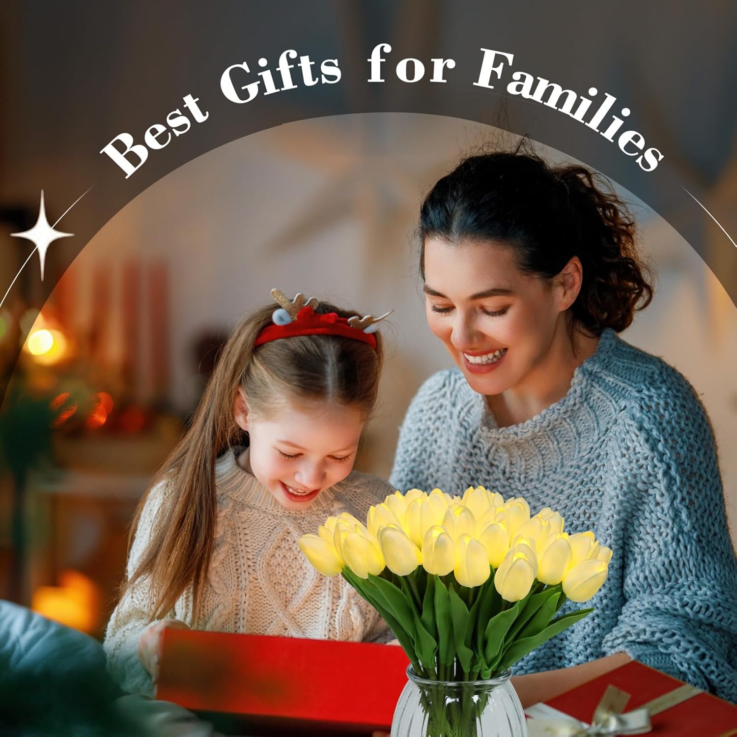 Pre-Lit 20pcs LED Lighted Fake Flowers Artificial Tulips Real Touch Tulip Bouquet 15" Faux Tulips for Easter Decor Spring Decor Mother's Day Home Kitchen Wedding Decorations(Cream) - Image 6