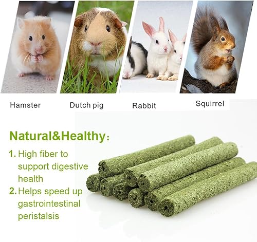 Miniatura 4 de ULIGOTA Timothy - Palitos de heno, 20 unidades, juguetes molares de conejo, conejillo de indias, masticables naturales para dientes, hechos a mano,