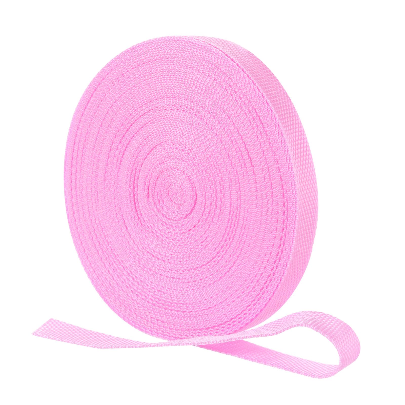 sourcing map Nylon Webbing Strap, 22 Yards x 5/8" Polypropylene Flat Webbing Band for Bags, Pool Solar Cover, Repairing DIY Crafting (Pink)