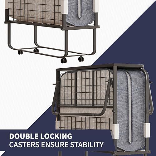 Miniatura 6 de ijuicy Cama plegable, cama plegable de 75 x 31 pulgadas con colchón de 5 pulgadas de grosor para adultos, relleno de espuma de alto rebote, cama