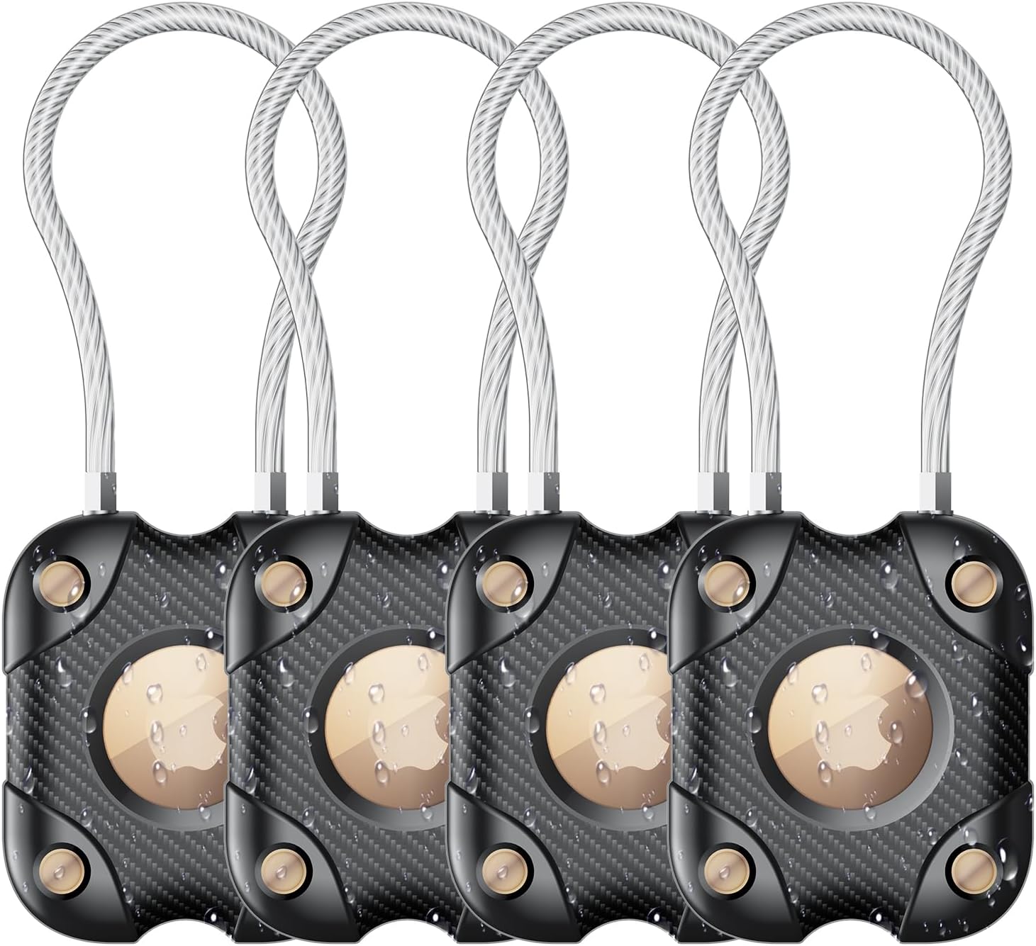 Waterproof AirTag Case 2-Pack | IP68 Protection | With Carabiner & Adhesive | Black Protective Holder