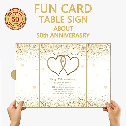 Miniatura 6 de Trgowaul Alternativa de libro de invitados de 50 aniversario de boda, decoraciones de 50 aniversario, tablero de certificados de firma de 50 años de