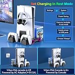 PS5/Slim/Pro Cooling Station with Controller Charging Station for PlayStation 5 Console - LED PS5 Stand with Controller Charger, Cooling Stand Accessory Kit-Turbo Fan/Headset Holder/3 USB Hub, Black