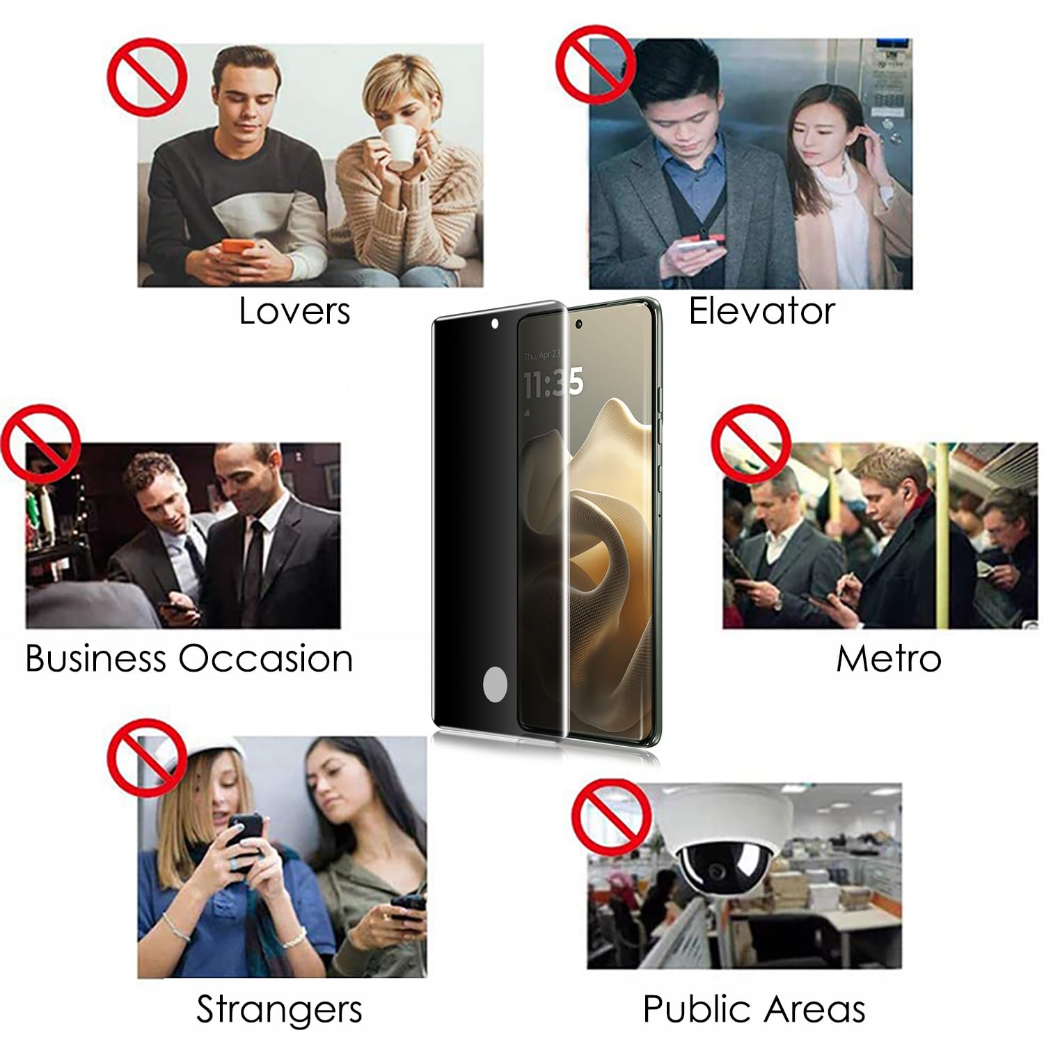 Protector de pantalla de privacidad para Motorola Edge 60/60 Fusion / 60 Pro, juego de 3 unidades, antiespía, cobertura de borde a borde, compatible con identificación de huellas dactilares