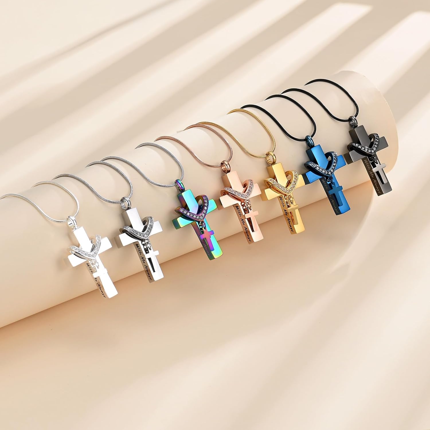 Cross Cremation Jewelry Urn Necklace for Human Ashes for Women Men With Me Always Memorial Ashes Keepsake Pendant - Image 6