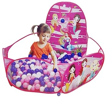FunBlast Large Size Ball Pool for Kids, Foldable Square Zoo Ball Pool Play Tent Kids, Playground Tent House with 50 Balls Ball Pool Game for 2-5 Years Old Kids, Boys, Girls (Mermaid)
