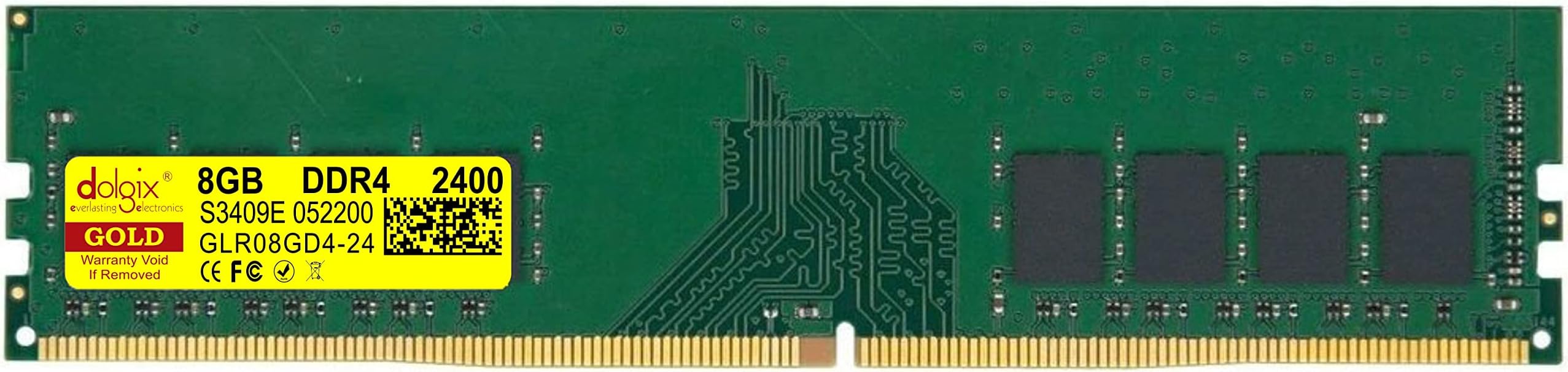 Dolgix® Gold 8GB DDR4 2400MHz RAM| Desktop RAM |CL-17 |Desktop-Memory|U-DIMM | Long-DIMM | PC4-19200 |1Rx8 Single Rank|3 -Year Warranty- (Made in India)