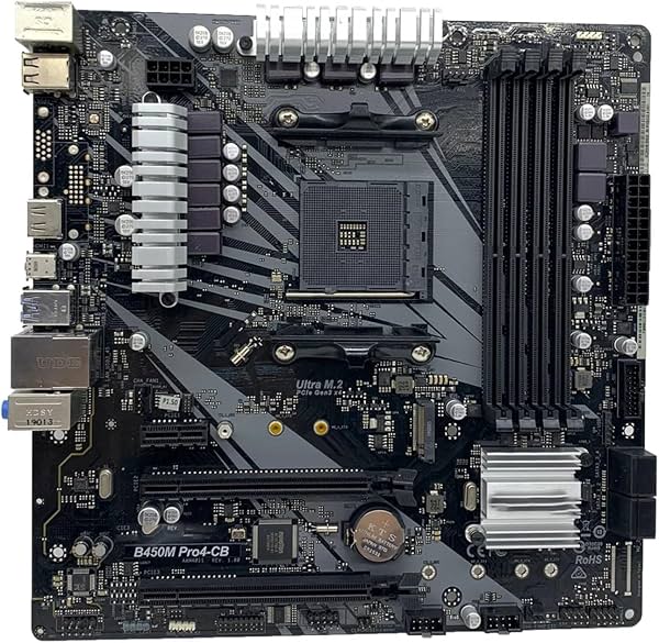 Combo de placa madre compatible con ASRock B450M PRO4-CB, soporta CPU Ryzen 5 5600 5600G R7 5700X3D, 4xDDR4 3200+MHz (OC), NVME M.2 SATA3 AM4