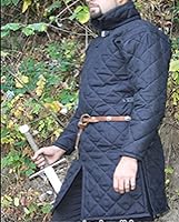Vista 4 de Medieval Celta Viking Acolchado Armadura Color Negro Gambeson con Mangas Completas
