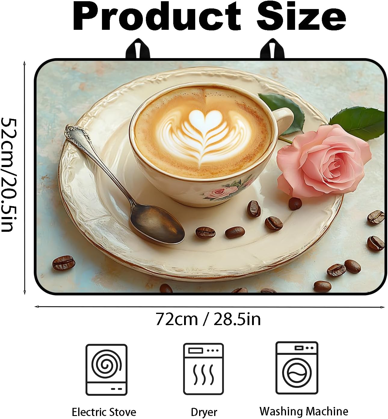 Stove Top Cover for Electric Stove, Vintage Farmhouse Style Glass Cooktop Protector, Multi-functional Kitchen Counter & Washer Top Cover