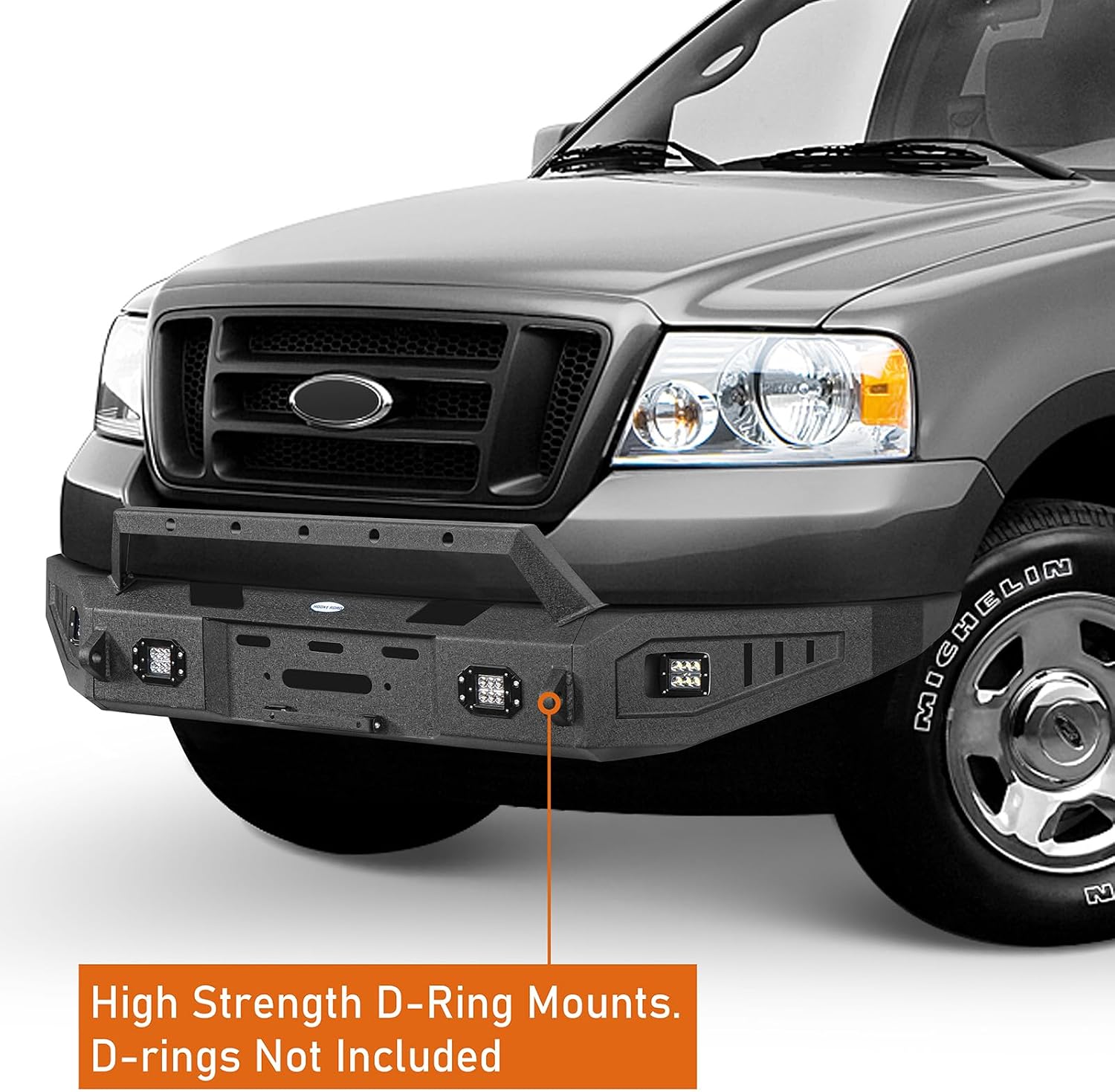 Hooke Road Discovery F150 Front Bumper for 2004 2005 2006 2007 2008 Ford F-150 Pickup, Full Width Rock Crawler Bumper w/Wiinch Plate & D-ring Mounts