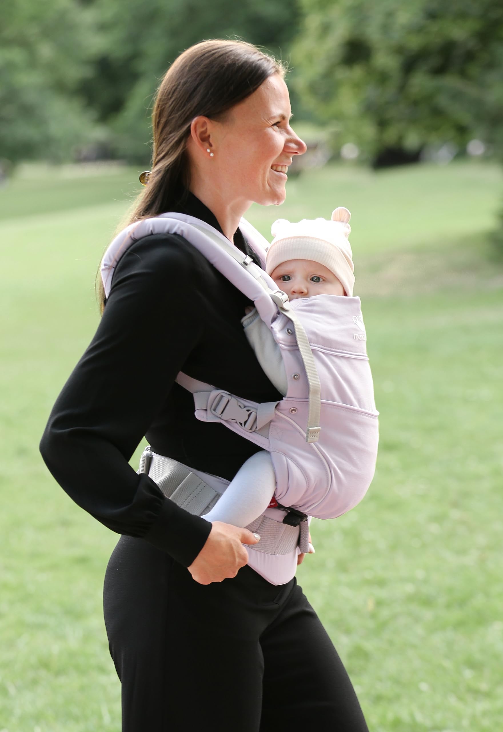 manduca FIRST Marsupio Neonati > < Marsupio Ergonomico in Cotone Biologico, per Neonati dalla Nascita e Bambini de 3,5 a 20 kg (Lavender)