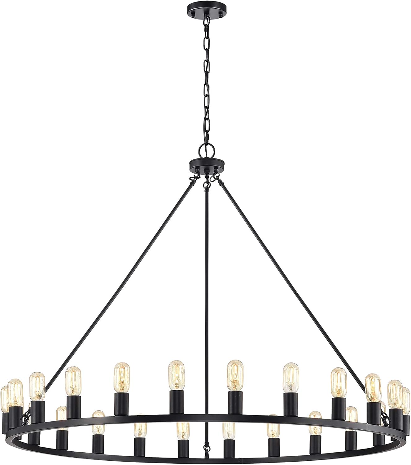 Warehouse of Tiffany Liam 24-Light 48-Inch Round Wagon Wheel Chandelier (Optional Colors)