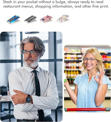 Miniatura 3 de Missfive Anteojos de lectura plegables modernos para mujeres y hombres, bloqueo de luz azul, estampado de moda anti fatiga ocular, plegables,