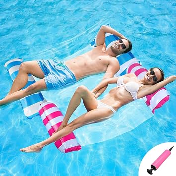 2 Pack Pool Float Water Hammock,Inflatable hammock Swimming Pool Float Hammock for Adults, 4-in-1Multi-Purpose Water Floating Chair Bed Raft Recliner Float Lounger Float Hammock with Infloator Pump