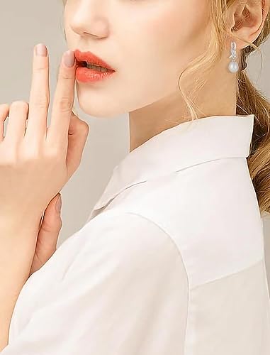 Miniatura 2 de Pearl Teardrop Earrings for Wedding Bridal 925 Sterling Silver with Freshwater Pearls Dangle Earrings for Women Perfect for Holiday Gifts