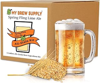 Brew Supply Spring Fling Lime Ale All-Grain kit | Pilsen Malt | Wheat Malt | Carapils | Cascade Pellet Hops | American Ale Yeast | Lime Peel | 5 Gallon Advanced All Grain Home Brewing