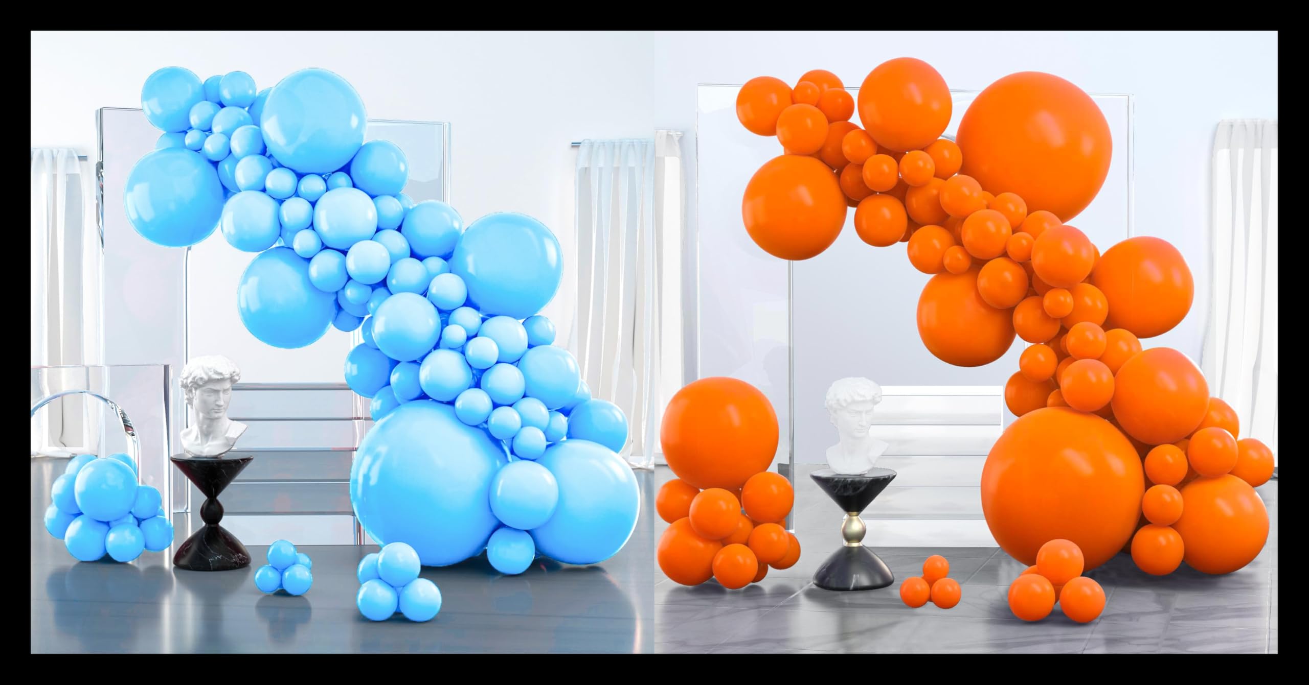 PartyWoo Bright Sky Blue Balloons 100 pcs and PartyWoo Tangerine Orange Balloons 100 pcs
