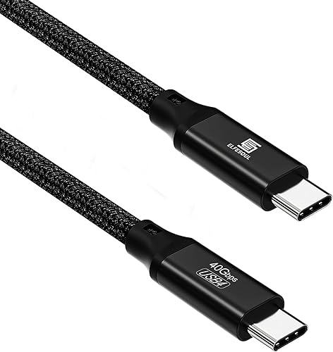 Elfesoul Cable USB 4 cable USB C a USB C de 33 pies pantalla HD 8K transferencia de datos de 40 Gbps cable de carga USB C de 240 W para cable