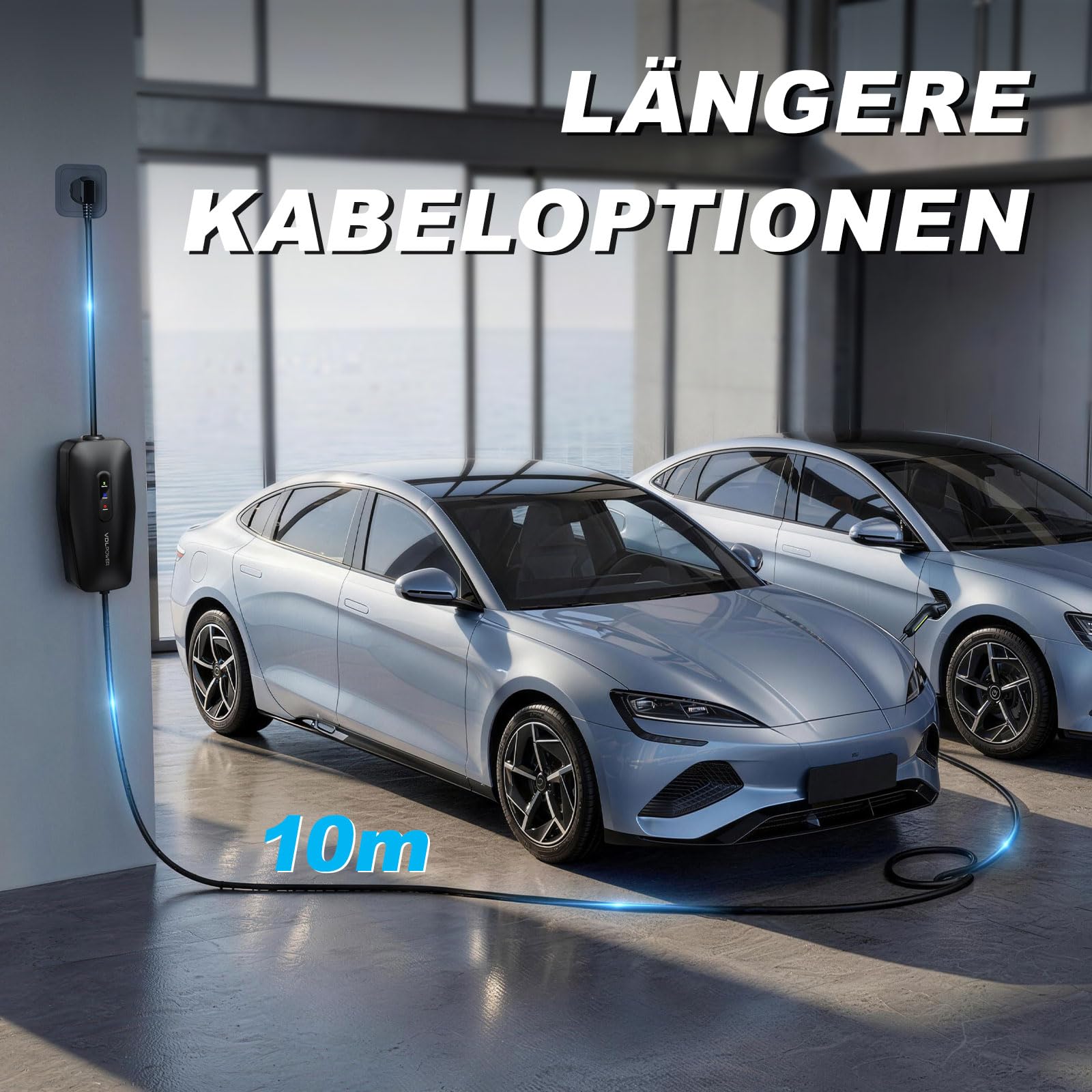 Ladekabel Typ 2, 3.68KW 10M Ladekabel Elektroauto, 16A EV Ladegerät, Typ 2 für Elektrofahrzeuge mit Einphasigem EU-Schuko, IP65 Kompatibel mit Model Y/3, XC60, ID.3, ID.4 (10, Meter)
