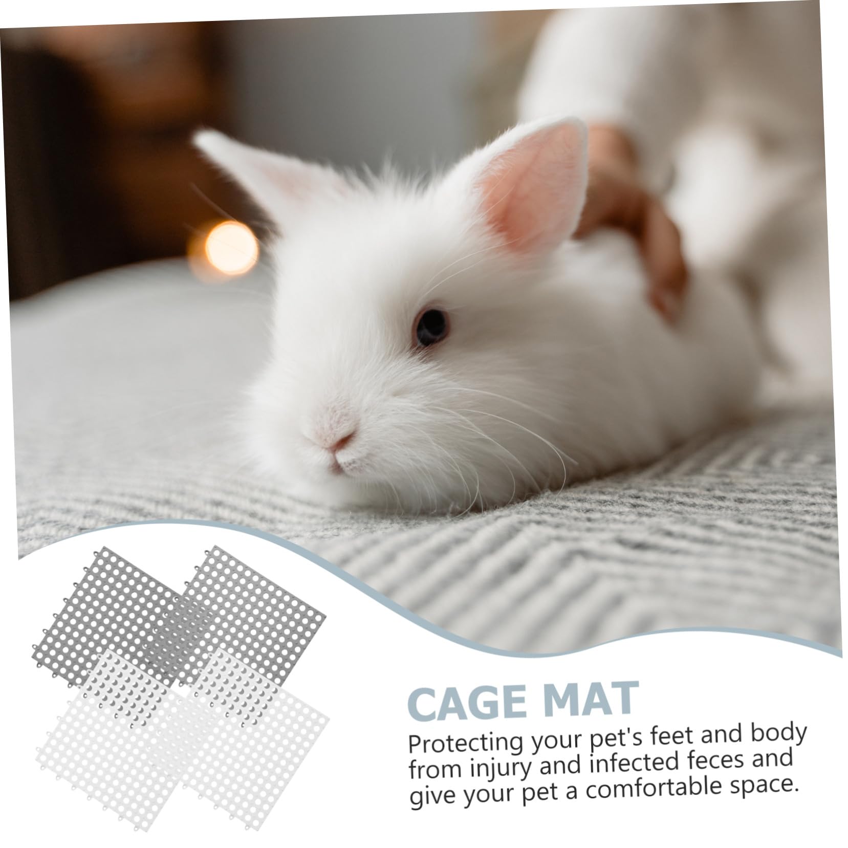 Tapis de Lapin pour Cage, 4 Pièces, Plastique, Installation Facile