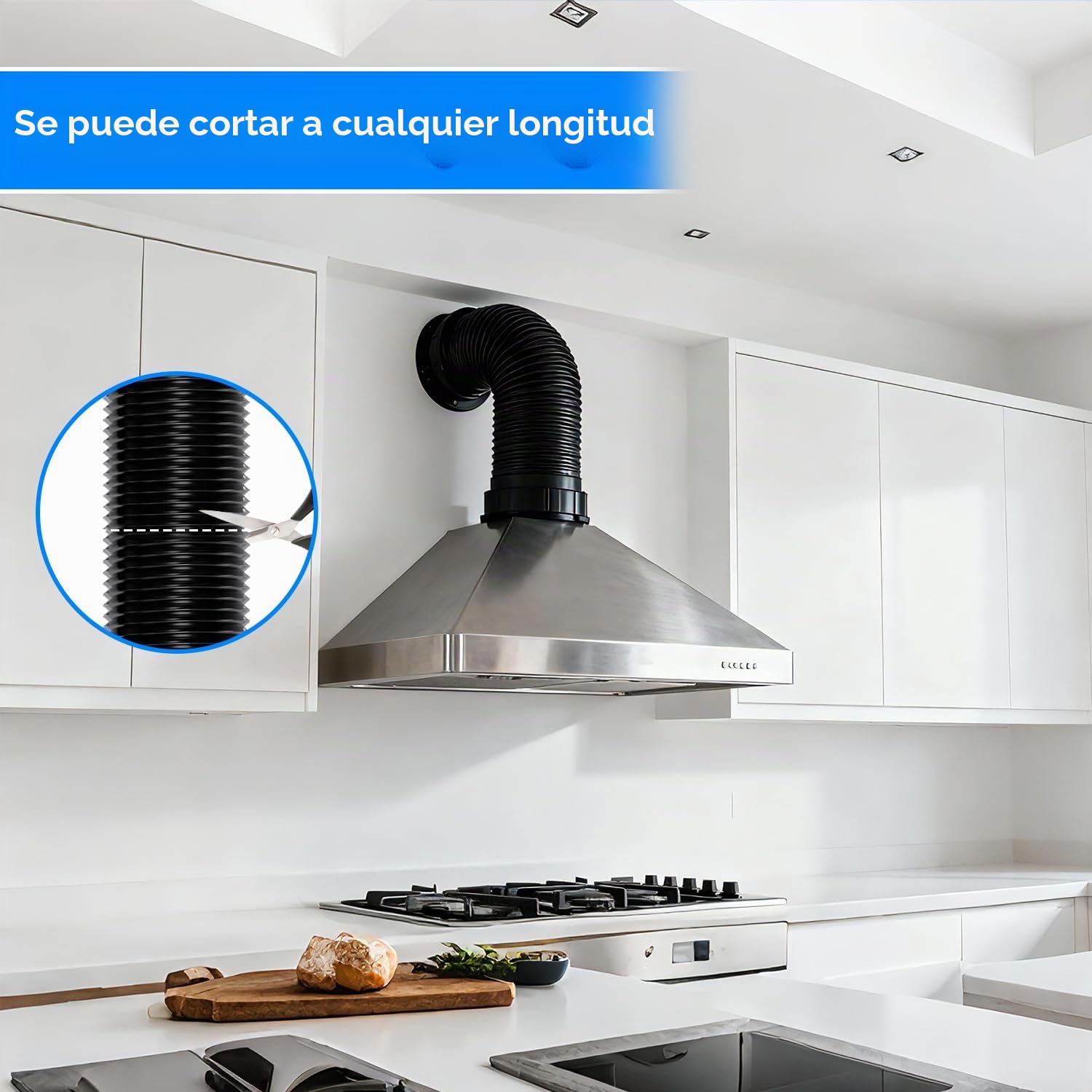 Manguera de Ventilación 153 mm, 3 m Manguera de Escape de Aluminio con 2 Abrazaderas Acero, PVC Conductos de Ventilación para Extractores, Climatizadores, Secadoras, Campanas Extractoras, Negro