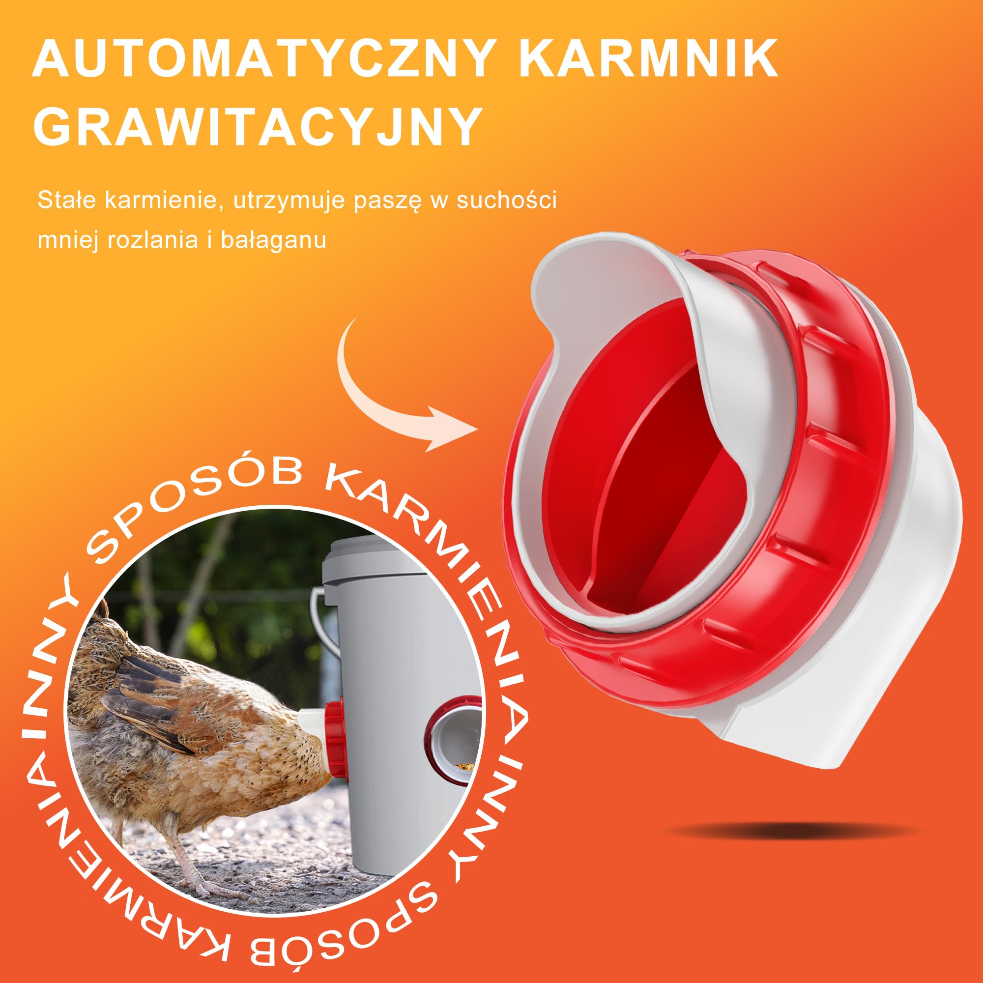 ZenxyHoC Karmniki dla kurczaków Bez odpadów, DIY Automatyczny karmnik dla drobiu 8 portów 1 piła otworowa z osłonami Zestaw podawania grawitacyjnego do wiader, beczek, pojemników, koryt