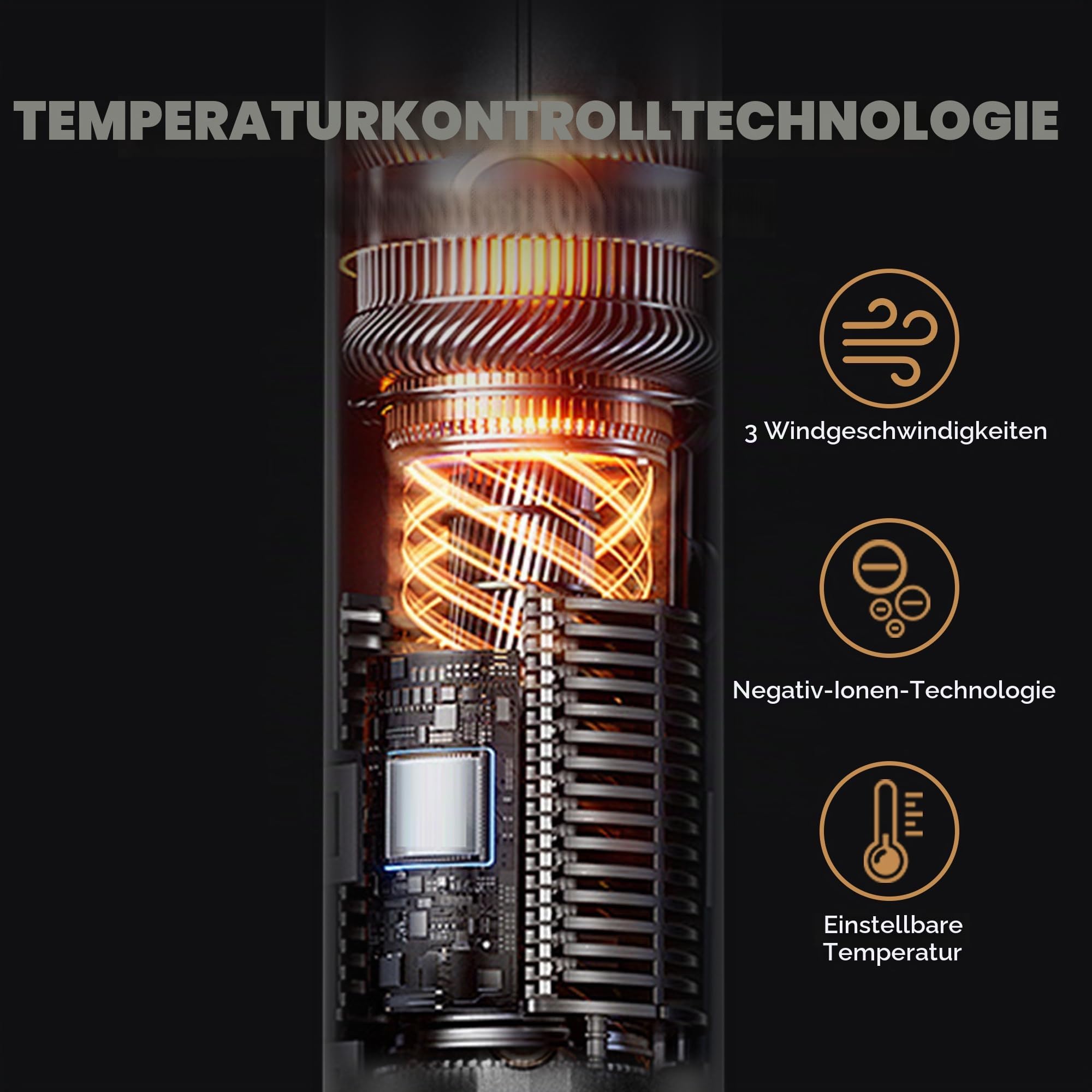 5-in-1 Warm Air Brush & Hairstyler Set, Multifunktions Haarstyler für Locken, Glätten & Volumen, LED-Digitalanzeige, 3 Heizstufen (50-110°C), Ionen-Technologie gegen Frizz, 1000W Profi-Styling-Kit