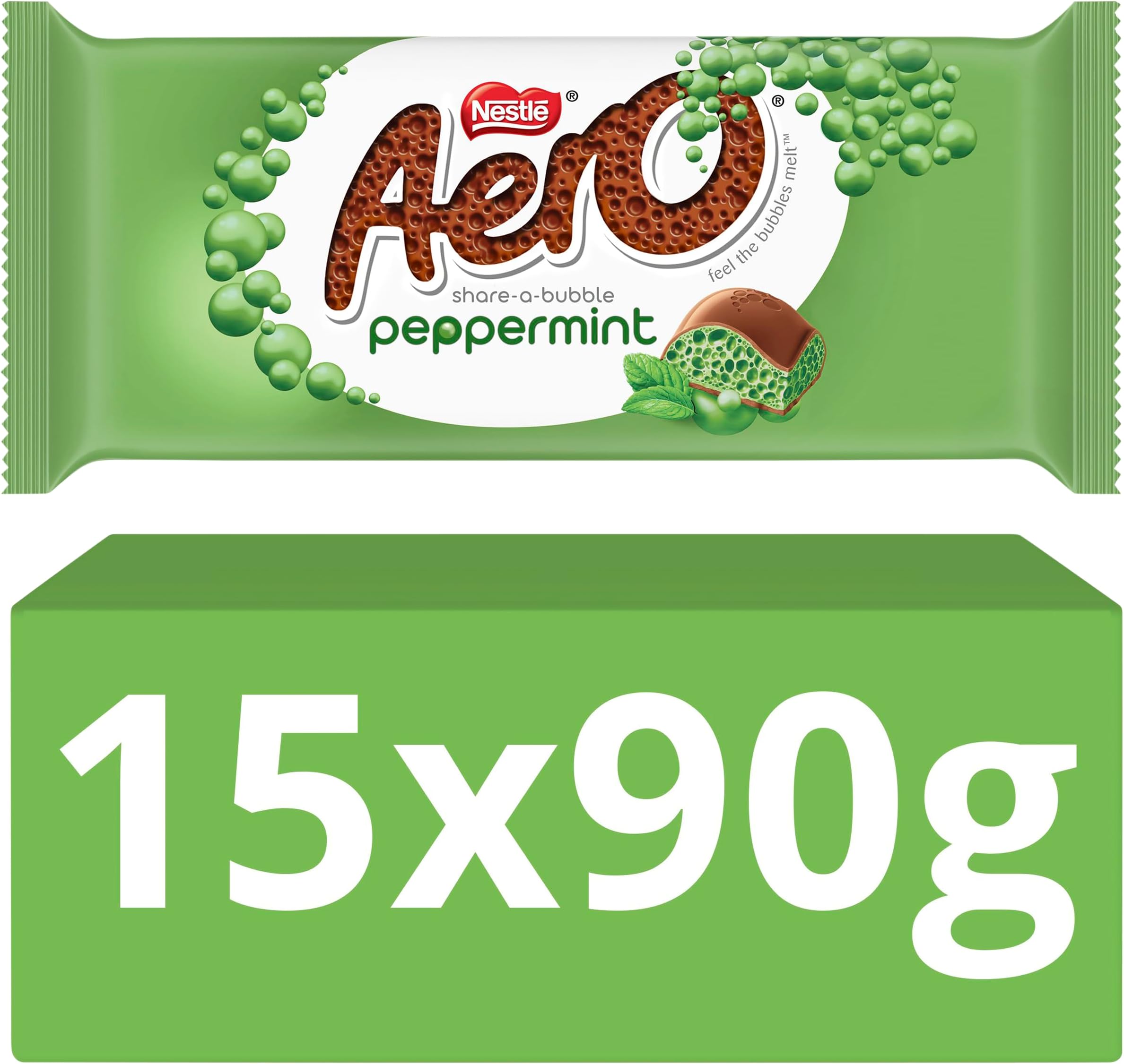 Peppermint Mint Chocolate Sharing Bars, 15 x 90 g