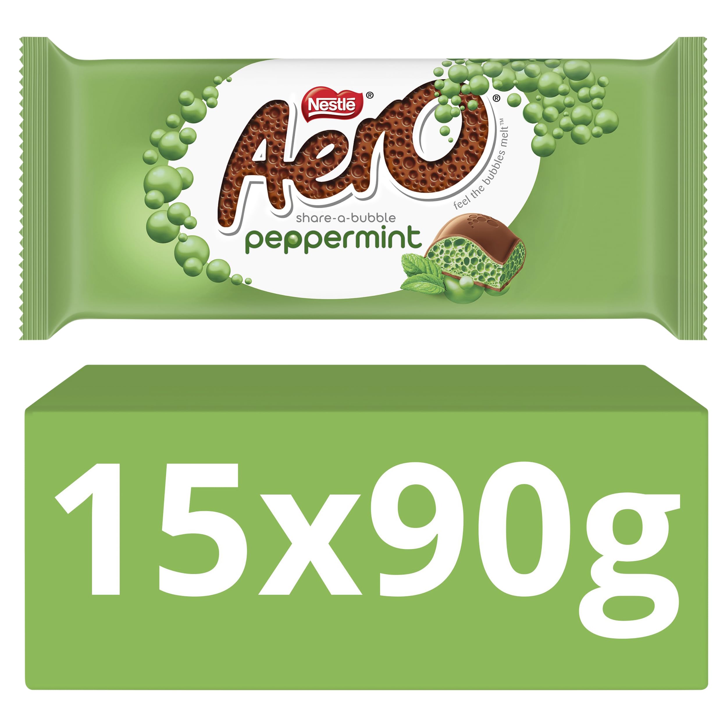 Peppermint Mint Chocolate Sharing Bars, 15 x 90 g