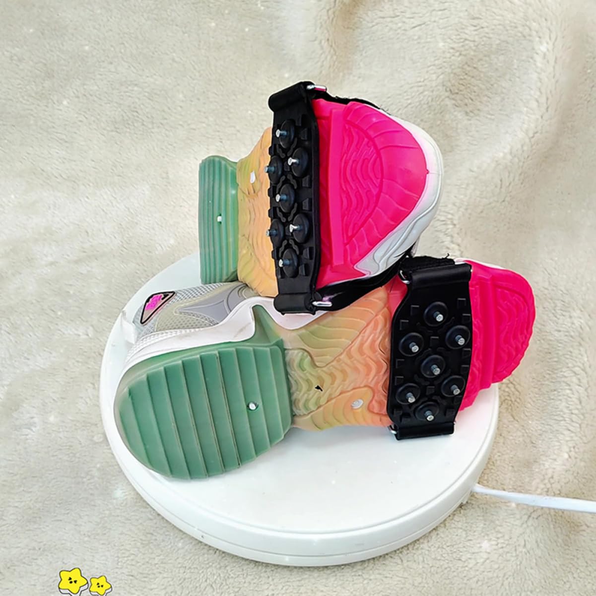 TOYANDONA Ramponcini Antiscivolo Regolabili per Escursionismo e Arrampicata Copertura per Scarpe con Denti per Neve e Ghiaccio Adatta Tipi