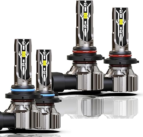 RENO Bombillas LED 9005 9006, HB3 HB4 LED 24000LM 6500K blanco frío 120W doble haz Plug and Play, paquete de 4