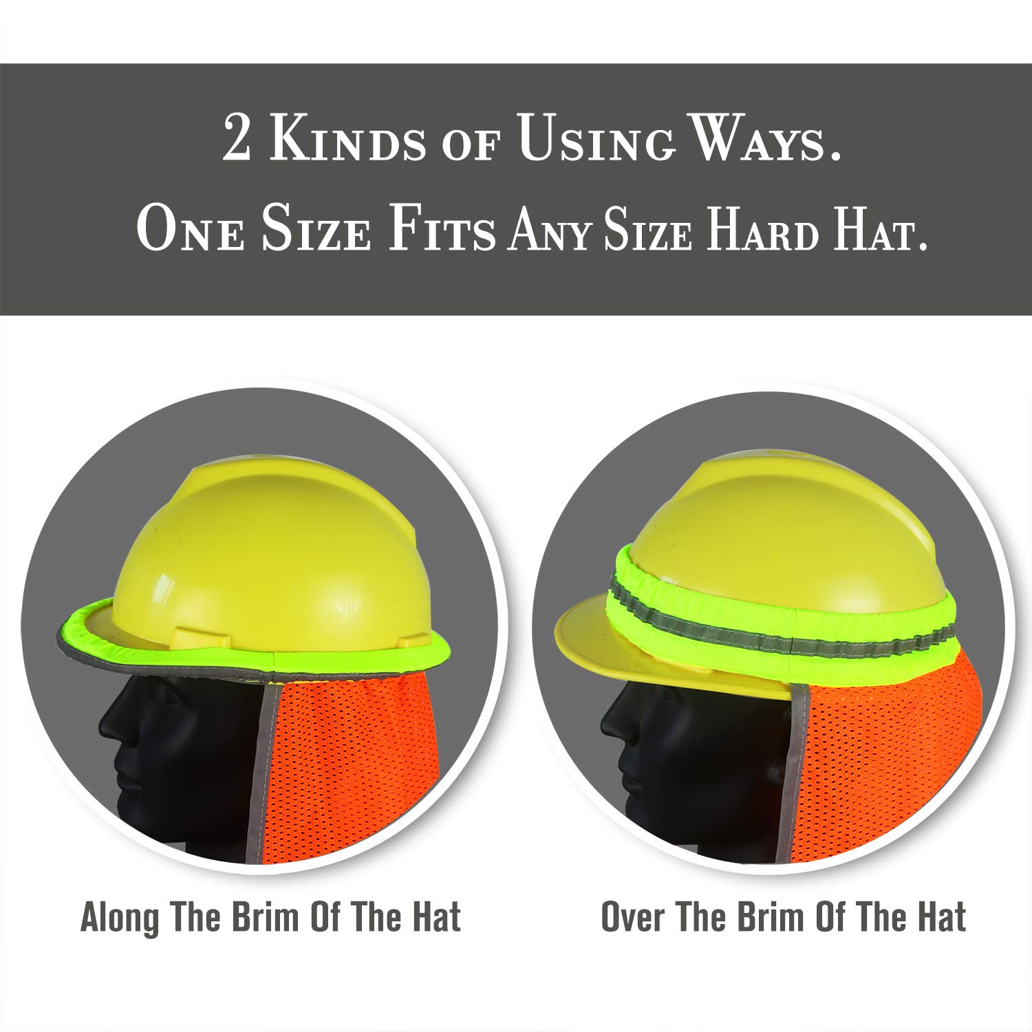 EvridWear - Protector solar de cuello de alta visibilidad con rayas reflectantes, protección de seguridad con malla transpirable elástica para la construcción, actividades al aire libre, paisaje de UV