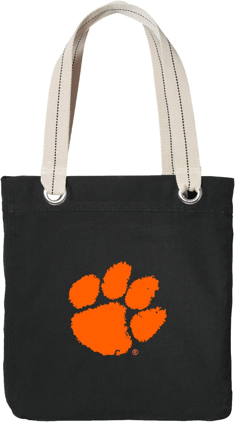 Broad Bay Clemson University Tote Bag RICH COTTON CANVAS Clemson Tigers Bags Black