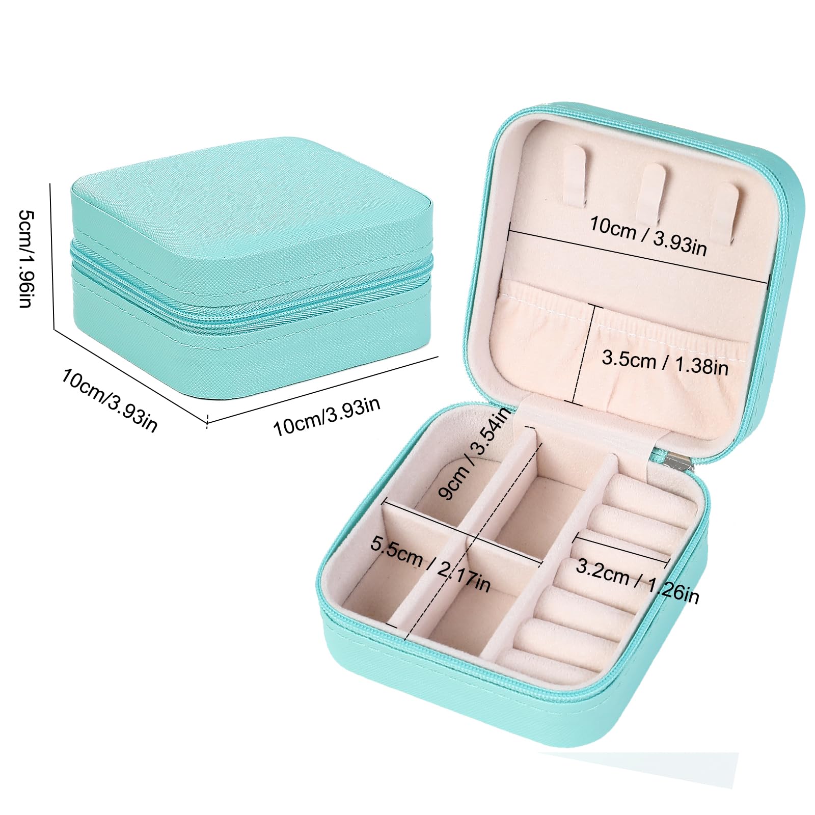 AiQInu Scatola Portagioie da Viaggio, Piccoli Porta Gioielli Donna, Portagioielli da Viaggio, Organizzatore Portagioie da Viaggio per Orecchini, Anelli, Gioielli