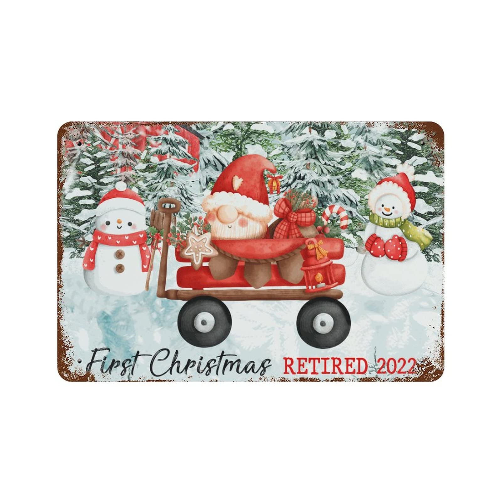 Panneau en métal vintage Christmas de bonhomme de neige pour décoration de maison 30x45 cm