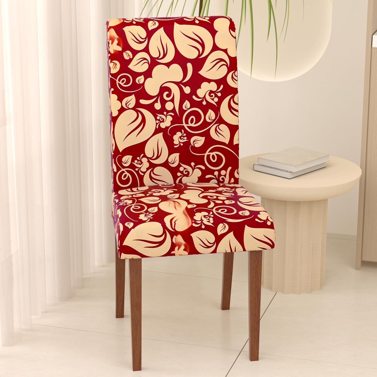 stretch dining chair covers set of 2,floral print chair covers,soft removable washable,pet friendly furniture protector,universal chair slipcovers for home, kitchen,ceremony dining room seat red?flame flowers 2pcs