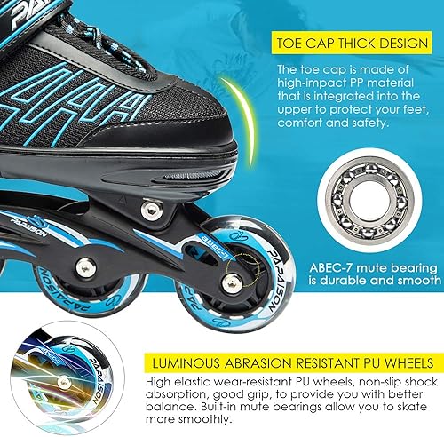 Miniatura 3 de Patines en línea ajustables para niños y adultos, patines con ruedas iluminadoras, para niñas y niños, hombres y mujeres